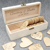 HULIANFU Personalized Guest Book,Rustic Wedding Keepsake Box Alternative,Engraved Wooden Wedding Guest Book Drop Box Hearts