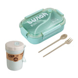 HULIANFU TUUTH Microwave Lunch Box Wheat Straw Bento Box 750ML BPA Free Food Storage Container with Soup Cup