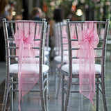 HULIANFU Wedding Decoration Organza Chair Sashes Bow For Party Christmas Halloween hotel Chair Decoration Supplies(Pack of 50pcs  pink)