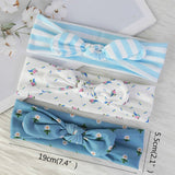 HULIANFU 3pcs Cotton Elastic Knot Headbands for Women Baby Girls Bow headband Baby Shower baptism Colorful Face Wash Hair accessories