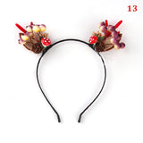 HULIANFU 2023 Christmas Headband Reindeer Antlers Horn Flower Hair Band Clasp Headwear for Kids Adult New Year Navidad Party Halloween Cosplay