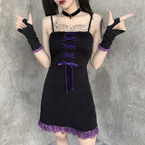 hulianfu Rosetic Gothic Mesh Pleated Sexy Strap Dress Women Dark Girl Summer Red Black Irregular Patchwork Designer Long Dresses