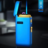 HULIANFU New Windproof Metal Dual Plasma Arc Lighter Jet USB Torch Lighter Gas Electric Butane Chargeable Pipe Cigar Lighter Gadgets