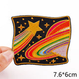 HULIANFU Van Gogh Embroidered Patches on Clothes DIY Cartoon Wave Applique Clothing Thermoadhesive Patches for Clothing DIY