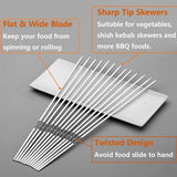 HULIANFU Skewers for Barbecue Reusable Grill Stainless Steel Skewers Shish Kebab BBQ Camping Flat Forks Gadgets Kitchen Accessories Tools