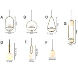 HULIANFU Nordic Glass Ball Pendant Lights Industriel Hanging Lamp luxury Gold Silver Brass art Kitchen hotel hoop decor Pendant Lamp