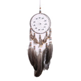 HULIANFU Mini Car Dream Catcher Beaded Natural Feathers Handcraft Chic Hanging Ornaments Mirror Room Bedroom Wall Decor