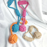 HULIANFU MZHQ 1 Solid color Cotton Rope Braided Labrador Training Molar Teeth Bite-Resistant Teeth Cleaning Dog Pet Toy Ball Dog Supplies