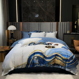 HULIANFU Marble printed Duvet cover Modern Art Abstract 1000TC Egyptian Cotton Soft Bedding Sets 1Duvet Cover+1Bed Sheet+2Pillow Shams