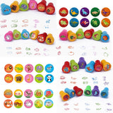 HULIANFU Round Multicolor Fun 10 Pcs Cute Panda Child DIY Scrapbook Kids Stamp Cartoon Rubber Stamps Scrapbooking Reward Toy