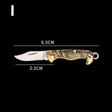 HULIANFU Mini Pocket Knife Folding Brass Keychain Pendant Cleaver Blade Cutter Tool Gift