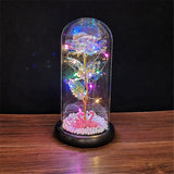 HULIANFU Valentines Day Gift for Girlfriend Eternal Rose LED Light Foil Flower In Glass Cover Mothers Day Wedding favors Bridesmaid Gift