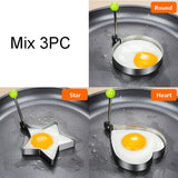 HULIANFU Stainless Steel 5Style Fried Egg Pancake Shaper Omelette Mold Mould Frying Egg Cooking Tools Kitchen Accessories Gadget Rings