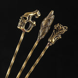 HULIANFU Retro Carved Cigar Drill Dredge Cigar Pass Needle Personality Engraved Cigar Needle Drill Cigar Knife Cigar Smoking Accessories