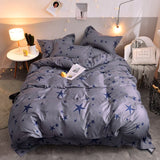 HULIANFU Nordic Duvet Cover Set Leaf Striped Star Bedding Set Single Double Queen King Size240x220 Simple Polyester Quilt Cover Bed Sheet