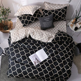 HULIANFU Luxury Black Bedding Set Queen King SIngle Full Size Polyester Bed Linen Duvet Cover Set Modern Bird Plaid Anime With Pillowcase