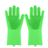 HULIANFU Silicone Dishwashing Cleaning Glove Magic Scrubber Sponge Rubber Glove for Washing Dish Kitchen Car Bathroom Pet Brush Cleaner