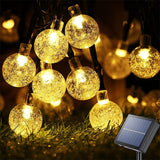 HULIANFU Solar String Lights Outdoor 60 Led Crystal Globe Lights with 8 Modes Waterproof Solar Powered Patio Light for Garden Party Decor