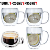 HULIANFU Transparent glass coffee cup milk whiskey tea beer double creative heat resistant cocktail Vodka wine mug Drinkware tumbler cups