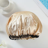 HULIANFU Waterproof Shower Cap Double Layer Elastic Bath Hat Bathing Cap For Women Spa Bathing Accessory Hair Salon Bathroom Product