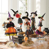 HULIANFU New Halloween Witch Doll Figure Statue Resin Pumpkin Elegant Mini Witch Sculpture Decoration Party Decor Home Desktop Ornaments