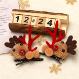 HULIANFU  Christmas Antler Hair Clips Deer Ear Hairpins Festival Christmas Headbands Pine Cones Hair Ball Adult Headwear Hair Accessories