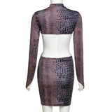 hulianfu Sexy Backless Serpentine Print Mini Bodycon Dress Women Fall Chic Package Hip Streetwear Female Casual Party Club Clothes
