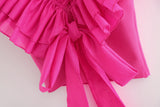 hulianfu summer chiffon blouse women transparent organza pink puff ruffle sleeve back bow blouse sexy slim short tops female camisole New