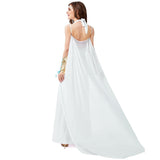 Halloween Greek Roman Goddess Costume Sexy Women Halter Neck Gown Slit Dress For Adult