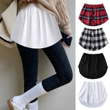 Hulianfu Detachable Underskirt Cotton Shirt Extender for Women Irregular False Skirt Tail Blouse Hem Plaid Mini Skirt Extender Hemline