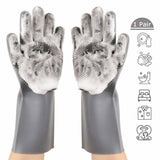 HULIANFU Silicone Dishwashing Cleaning Glove Magic Scrubber Sponge Rubber Glove for Washing Dish Kitchen Car Bathroom Pet Brush Cleaner