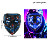 HULIANFU LED Halloween Mask Luminous Glow In The Dark Mascaras Halloween Party Costume Cosplay Masques Horror Props Neon light Masquerade