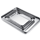 HULIANFU Stainless Steel Food Storage Trays Rectangle Steamed Sausage Fruit Pans Water Bread Kitchen Baking Shallow Dish Serving Plate