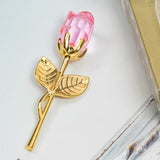 HULIANFU Valentines Day Gift Crystal Glass Rose Artificial Flower Silver Gold Rod Rose Flower for Girlfriend Wedding Gifts for Guest