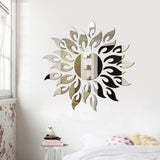HULIANFU Sun Mirror Wall Sticker DIY Sun Flower Self Adhesive 3D Wall Decal Removable Mural Wallpaper for TV Background Art Home Decor