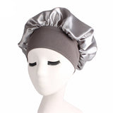 HULIANFU Women Sleeping Caps Bathroom Satin Solid Color Stretch Bonnets Hair Hat for Daily Use and Beauty