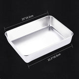 HULIANFU Thicken Stainless Steel Storage Tray with Lid Rectangle Food Plate Flat Bottom Dish Bakeware Cake Bread Baking Pan Kitchen Tools