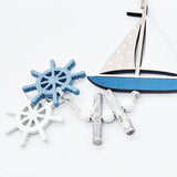 HULIANFU Wooden Fish Sailboat Rudder Hanging Decoration Beach Theme Wall Decor Door Crafts Wind Chimes Ornament Nautical Pendants Gifts