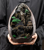 HULIANFU Mountain River Waterfall Incense Burner Creative Home Decor Incense Holder Portable Resin Smoke Backflow Censer Handicrafts