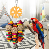 HULIANFU Pet Chewing Wood Blocks Rattan Ball Play Toy Parrot Bird Climbing Cage Hangings For Pet Products Bird Accessories