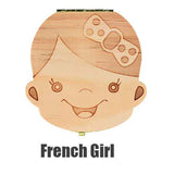 HULIANFU Tooth Box Poland English dutch Spanish Russian French GermanText Baby Boy Girl Wood Case Save Milk Teeth Organizer Holder