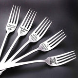 HULIANFU Valentine  Day Couple Fork Gift for Wife Husband Family Tableware Stainless Steel Boyfriend Presents Wedding Gifts for Guests