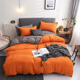 HULIANFU Nordic Double Color Bedding Set Single Queen King Duver Cover Set 240x220 Bed Sheet Bed Linen Pillowcase Gray Pink Quilt Covers