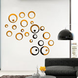 HULIANFU New 24pcs Creative Wall Stickers Mirror Stickers Decal Round Shape For Bedroom Background Modern Fashion Home Decoration