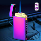 HULIANFU New Windproof Metal Dual Plasma Arc Lighter Jet USB Torch Lighter Gas Electric Butane Chargeable Pipe Cigar Lighter Gadgets