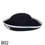 HULIANFU Print Skull Children / Adult Pirate Hat Cosplay Costume Cap Halloween Masquerade Party Performance Pirate Captain Hat Props
