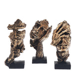 HULIANFU Nordic Simple Abstract Sculpture Figurine Ornaments Silence Is Gold Office Home Decoration Accessories Modern Art Resin Decor