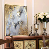 HULIANFU Minimalist Golden Poster Abstract Gold Canvas Print Painting Home Decor Wall Art Pictures for Living Room Bedroom Aisle Studio