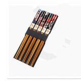 HULIANFU Reusable 5 Pair Set Handmade Bamboo Japanese Natural Wood Chopsticks Sushi Food Cat Flower Multi color Wooden Chop sticks