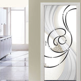 HULIANFU  PVC Self-Adhesive Waterproof Door Sticker Modern 3D Abstract Line Mural Wallpaper Living Room Study Home Decor Art Door Poster